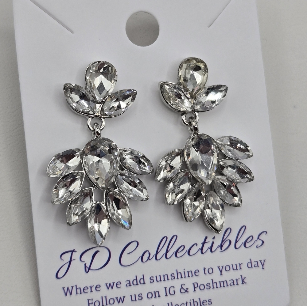 Swarovski Elements Statement Earrings Silver Hypo… - image 2